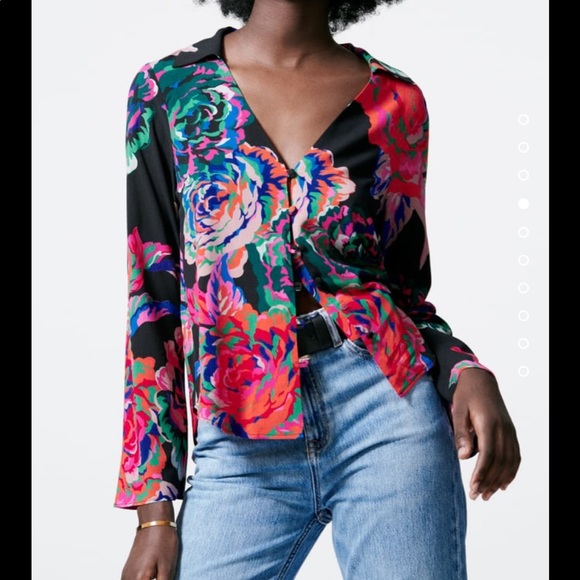 Zara Tops - Zara flowy tropical floral  printed shirt